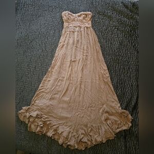 Free People Cream Strapless Maxi Dress